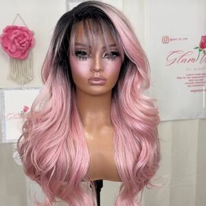 Glam Elegant Pink Ombre Wig